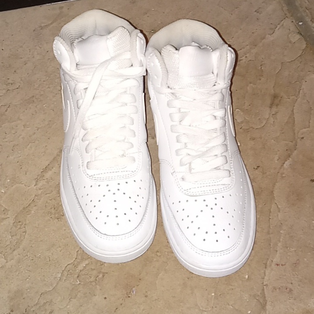 Womens all white nike court vision mid tops